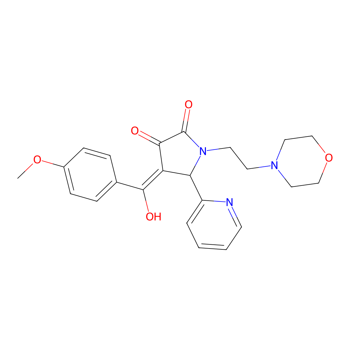 3-hydroxy-4-(4-methoxybenzoyl)-1-[2-(morpholin-4-yl)ethyl]-5-(pyridin-2-yl)-2,5-dihydro-1H-pyrrol-2-one molecular structure, CAS 618877-66-0