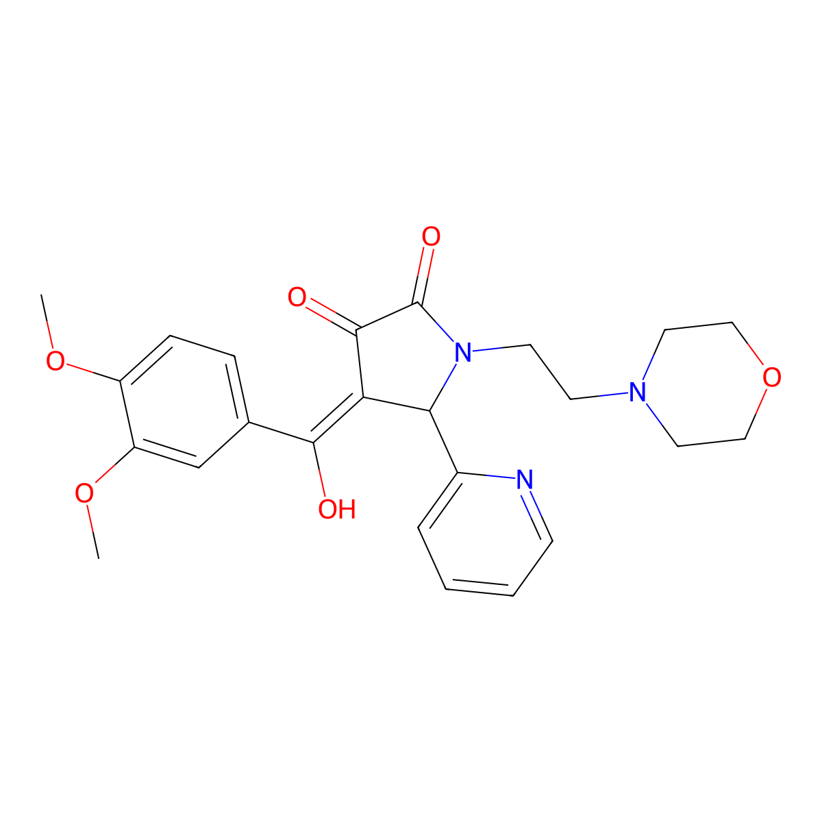 4-(3,4-dimethoxybenzoyl)-3-hydroxy-1-[2-(morpholin-4-yl)ethyl]-5-(pyridin-2-yl)-2,5-dihydro-1H-pyrrol-2-one molecular structure, CAS 618877-72-8