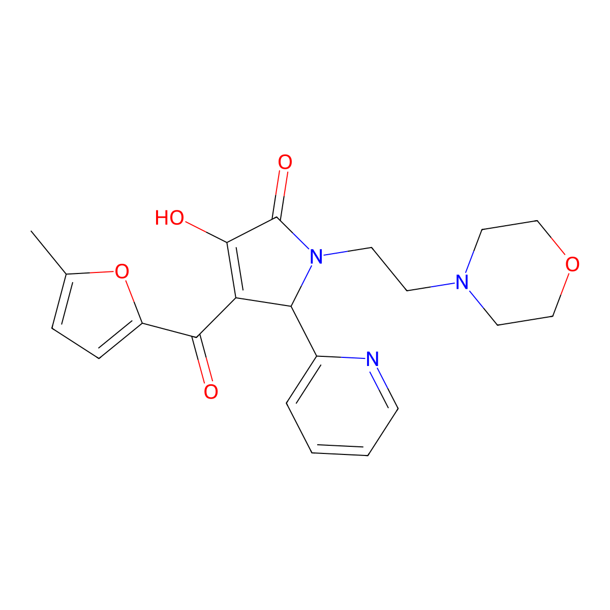 3-hydroxy-4-(5-methylfuran-2-carbonyl)-1-(2-morpholinoethyl)-5-(pyridin-2-yl)-1H-pyrrol-2(5H)-one molecular structure, CAS 618877-74-0