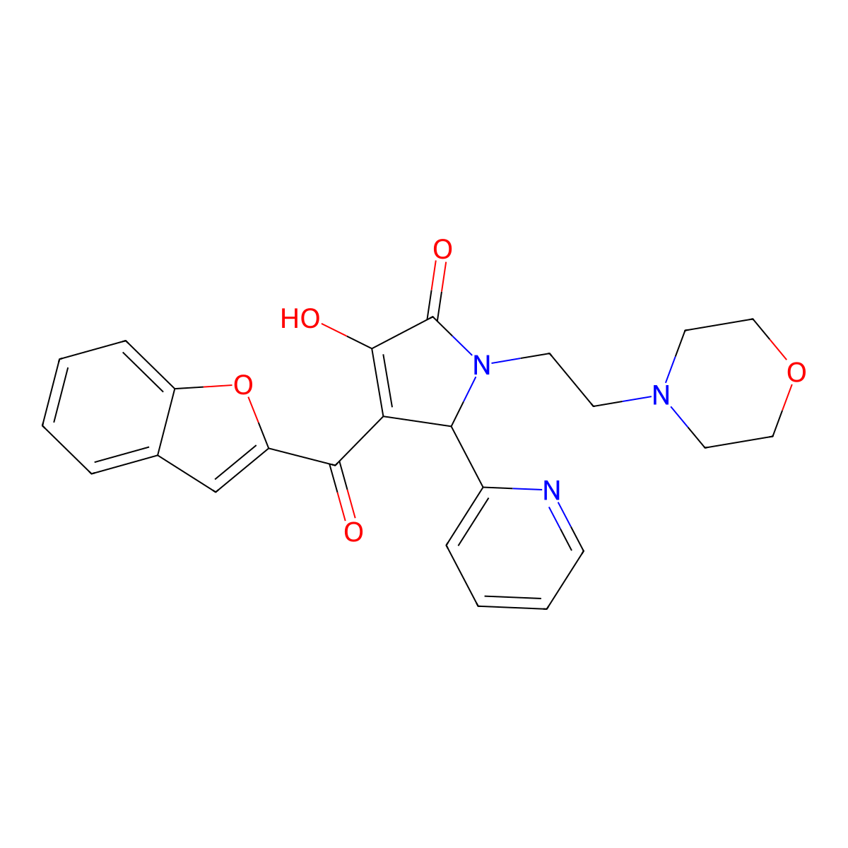 4-(benzofuran-2-carbonyl)-3-hydroxy-1-(2-morpholinoethyl)-5-(pyridin-2-yl)-1H-pyrrol-2(5H)-one molecular structure, CAS 618877-75-1
