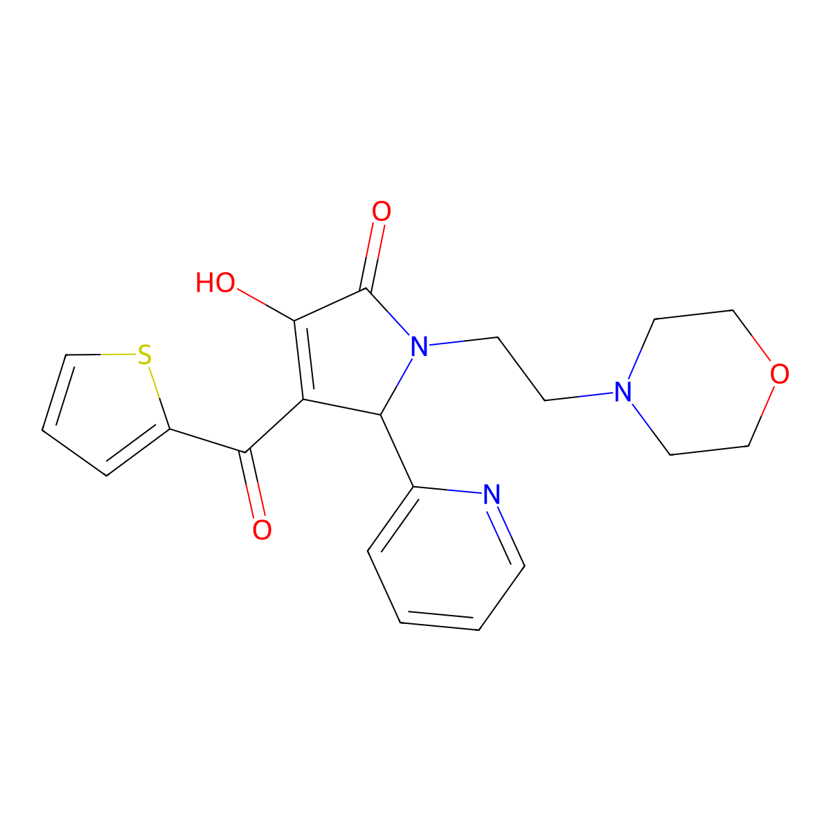 3-hydroxy-1-(2-morpholinoethyl)-5-(pyridin-2-yl)-4-(thiophene-2-carbonyl)-1H-pyrrol-2(5H)-one molecular structure, CAS 618877-76-2