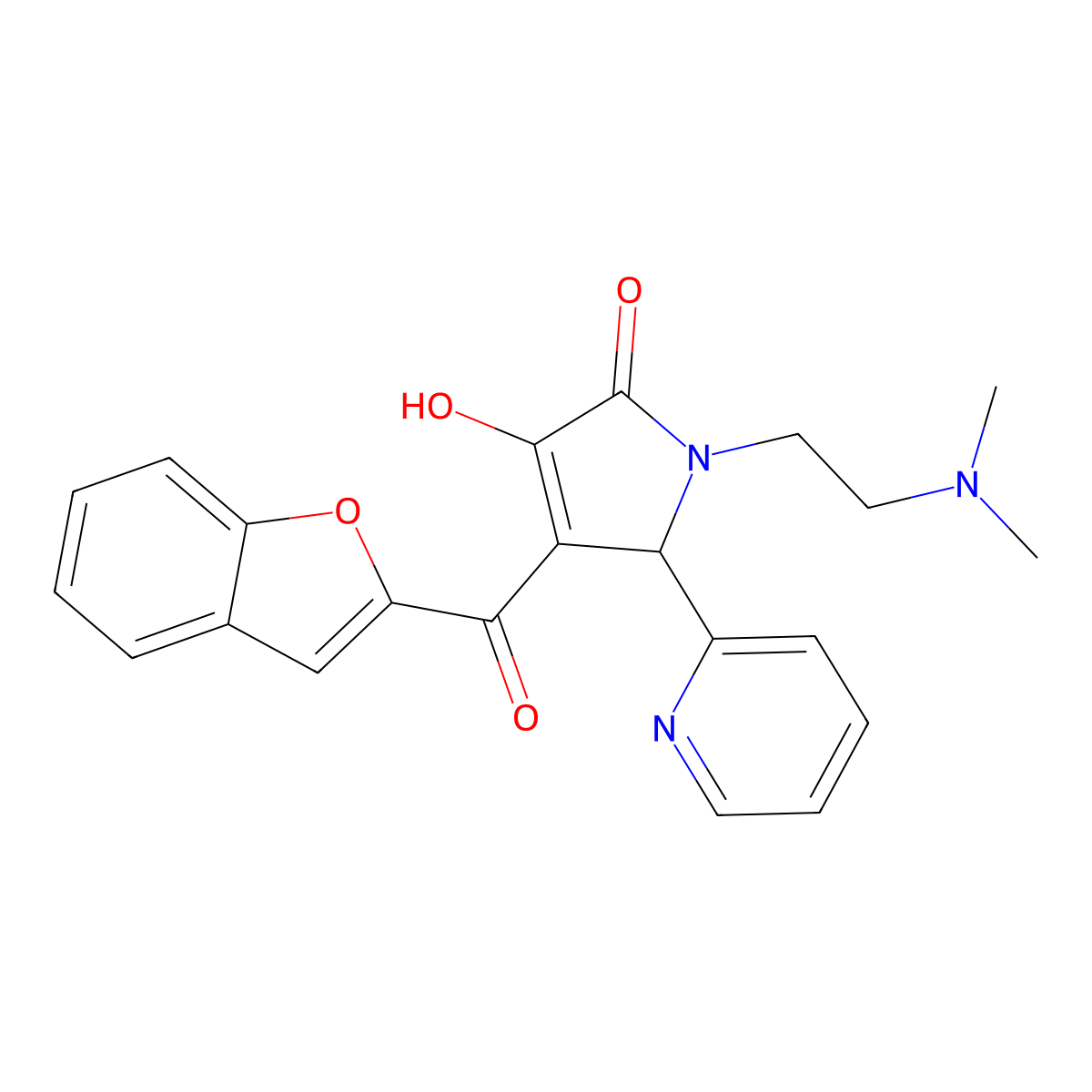 4-(benzofuran-2-carbonyl)-1-(2-(dimethylamino)ethyl)-3-hydroxy-5-(pyridin-2-yl)-1H-pyrrol-2(5H)-one molecular structure, CAS 618877-79-5