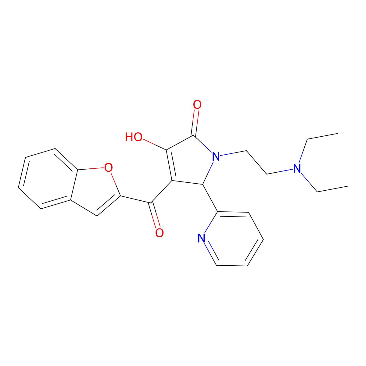 4-(benzofuran-2-carbonyl)-1-(2-(diethylamino)ethyl)-3-hydroxy-5-(pyridin-2-yl)-1H-pyrrol-2(5H)-one molecular structure, CAS 618877-80-8