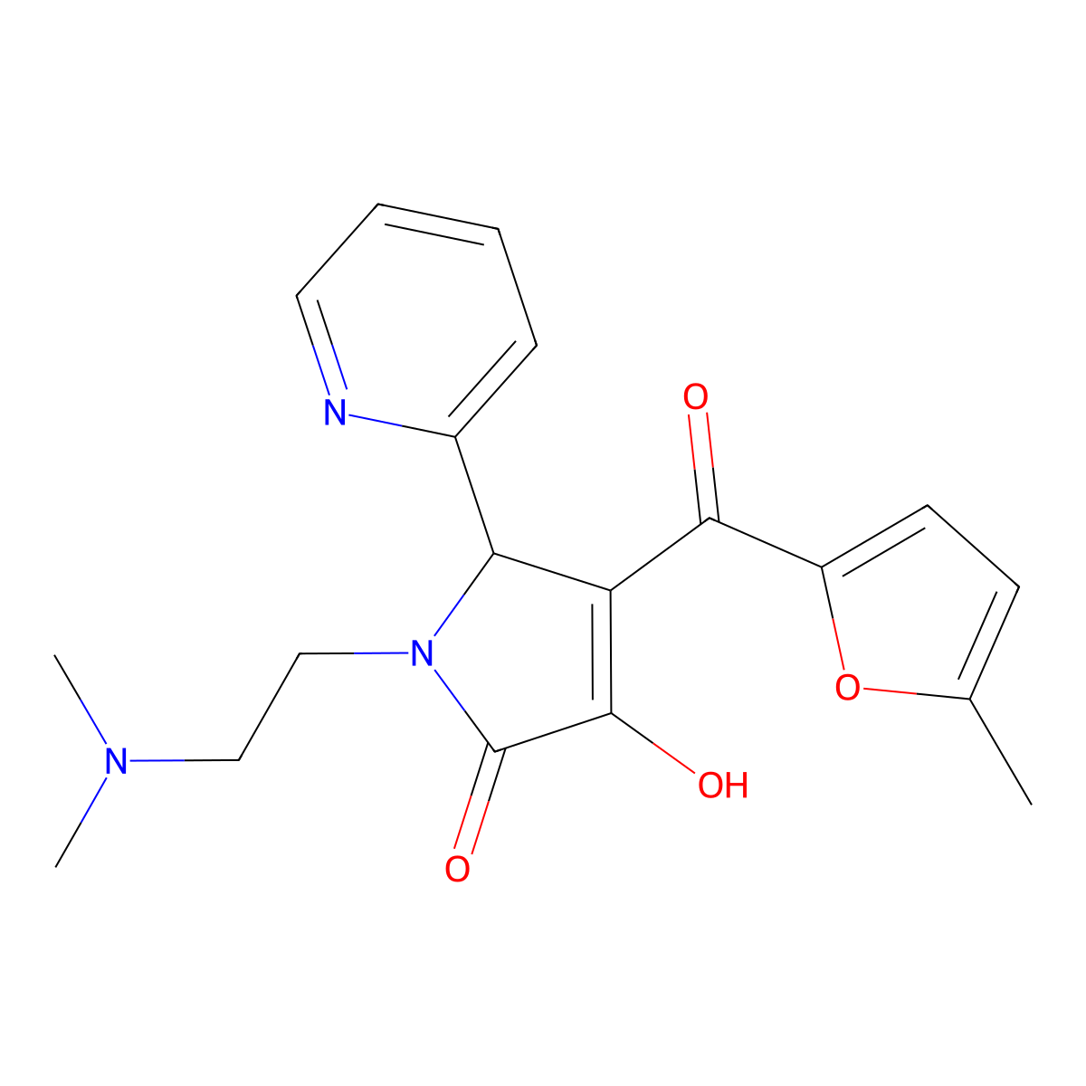 1-(2-(dimethylamino)ethyl)-3-hydroxy-4-(5-methylfuran-2-carbonyl)-5-(pyridin-2-yl)-1H-pyrrol-2(5H)-one molecular structure, CAS 618877-82-0
