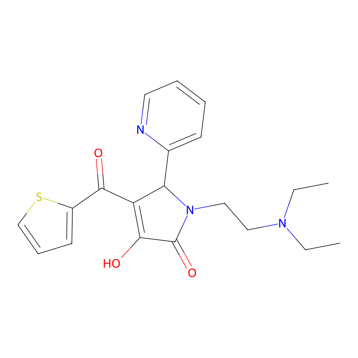 1-(2-(diethylamino)ethyl)-3-hydroxy-5-(pyridin-2-yl)-4-(thiophene-2-carbonyl)-1H-pyrrol-2(5H)-one molecular structure, CAS 618877-83-1