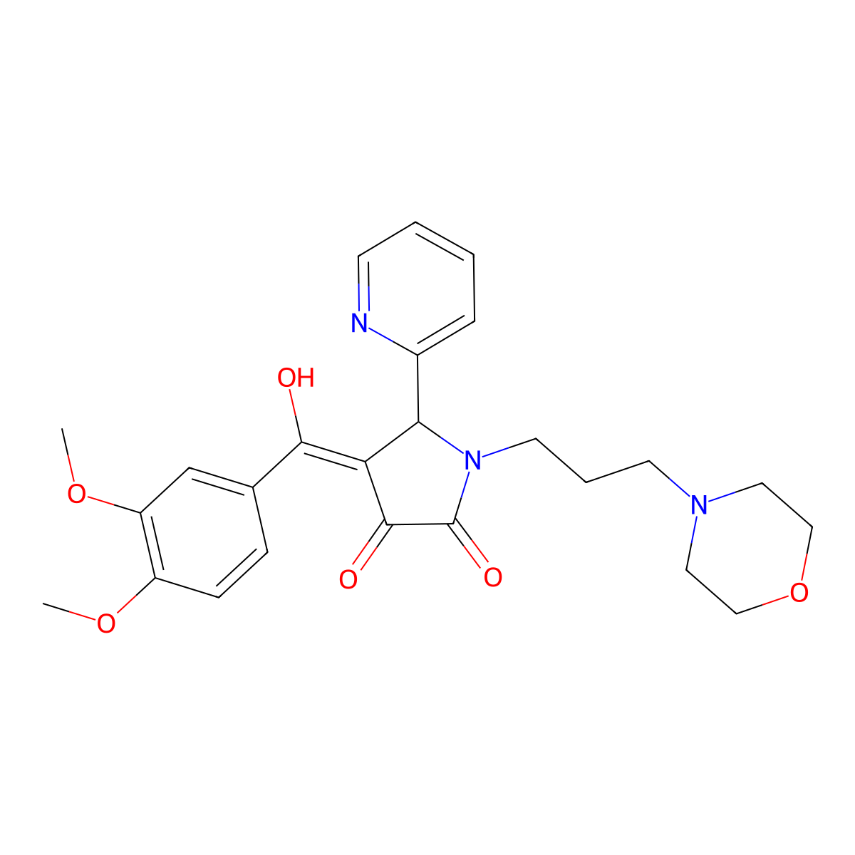 4-(3,4-dimethoxybenzoyl)-3-hydroxy-1-[3-(morpholin-4-yl)propyl]-5-(pyridin-2-yl)-2,5-dihydro-1H-pyrrol-2-one molecular structure, CAS 618878-18-5