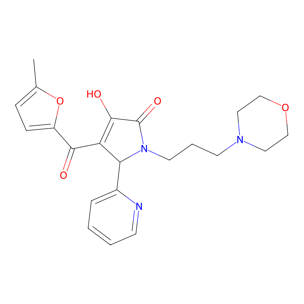3-hydroxy-4-(5-methylfuran-2-carbonyl)-1-(3-morpholinopropyl)-5-(pyridin-2-yl)-1H-pyrrol-2(5H)-one molecular structure, CAS 618878-20-9