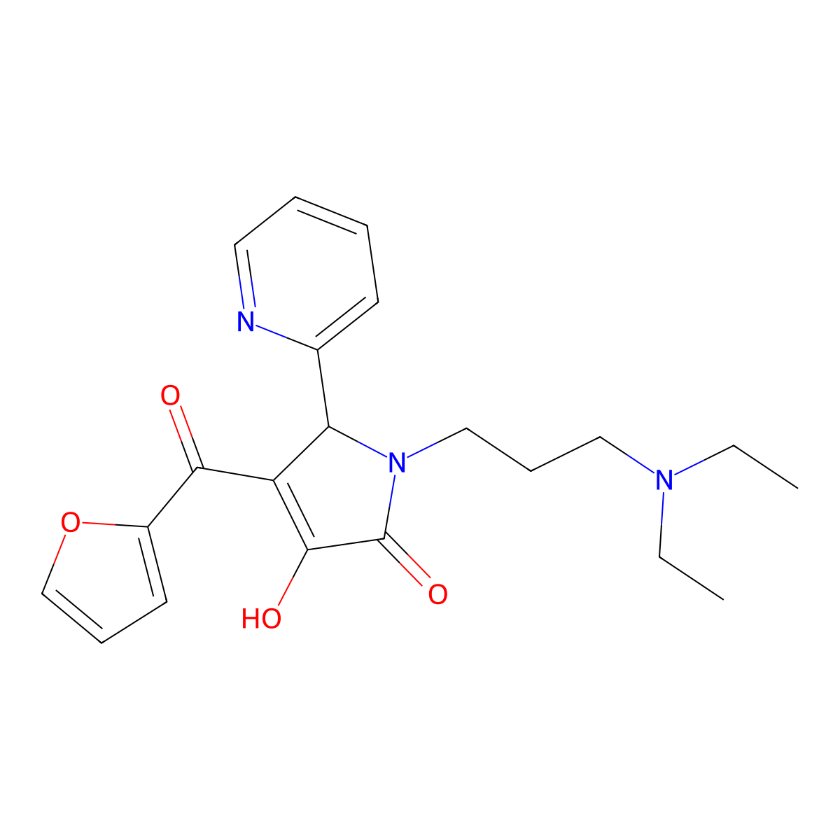 (4E)-1-[3-(diethylamino)propyl]-4-[furan-2-yl(hydroxy)methylidene]-5-(pyridin-2-yl)pyrrolidine-2,3-dione molecular structure, CAS 618878-23-2