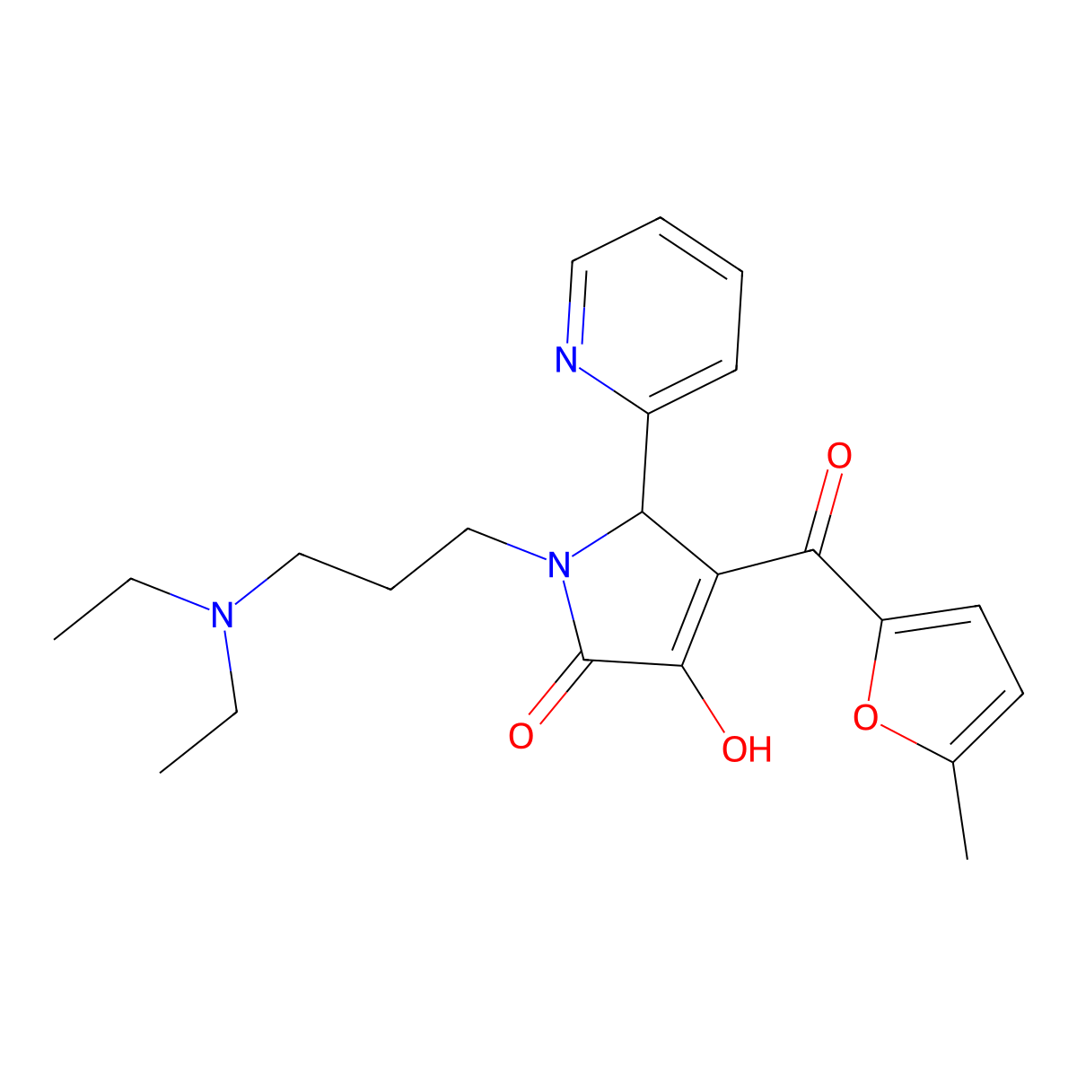 1-(3-(diethylamino)propyl)-3-hydroxy-4-(5-methylfuran-2-carbonyl)-5-(pyridin-2-yl)-1H-pyrrol-2(5H)-one molecular structure, CAS 618878-25-4