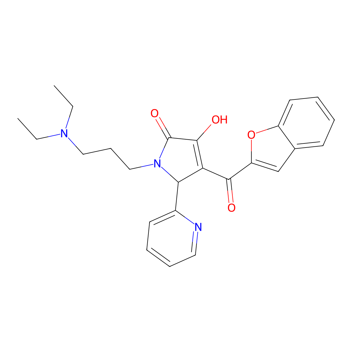 4-(Benzo[d]furan-2-ylcarbonyl)-1-[3-(diethylamino)propyl]-3-hydroxy-5-(2-pyrid yl)-3-pyrrolin-2-one molecular structure, CAS 618878-27-6