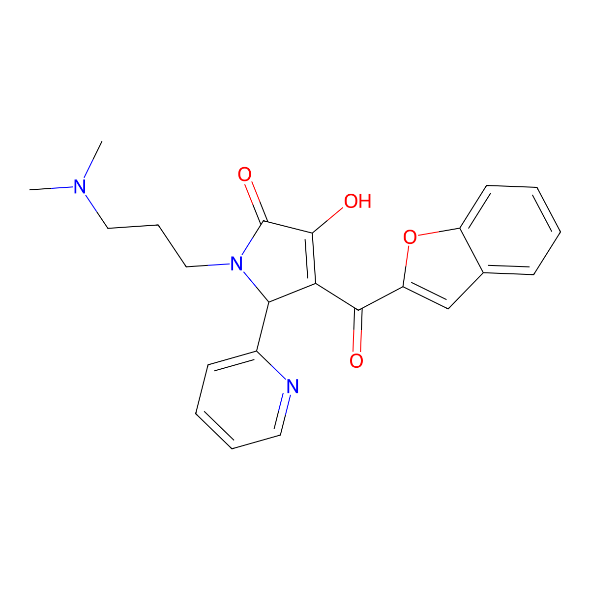4-(benzofuran-2-carbonyl)-1-(3-(dimethylamino)propyl)-3-hydroxy-5-(pyridin-2-yl)-1H-pyrrol-2(5H)-one molecular structure, CAS 618878-28-7