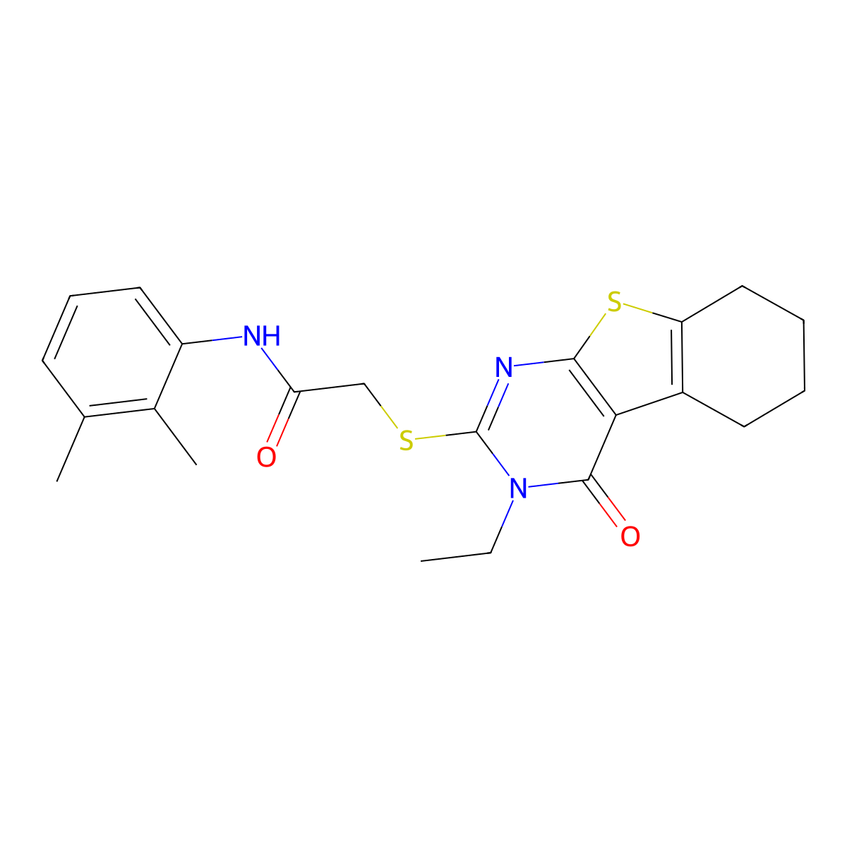 N-(2,3-Dimethylphenyl)-2-[(3-ethyl-4-oxo-3,4,5,6,7,8-hexahydro[1]benzothieno[2,3-D]pyrimidin-2-YL)sulfanyl]acetamide molecular structure, CAS 618879-76-8