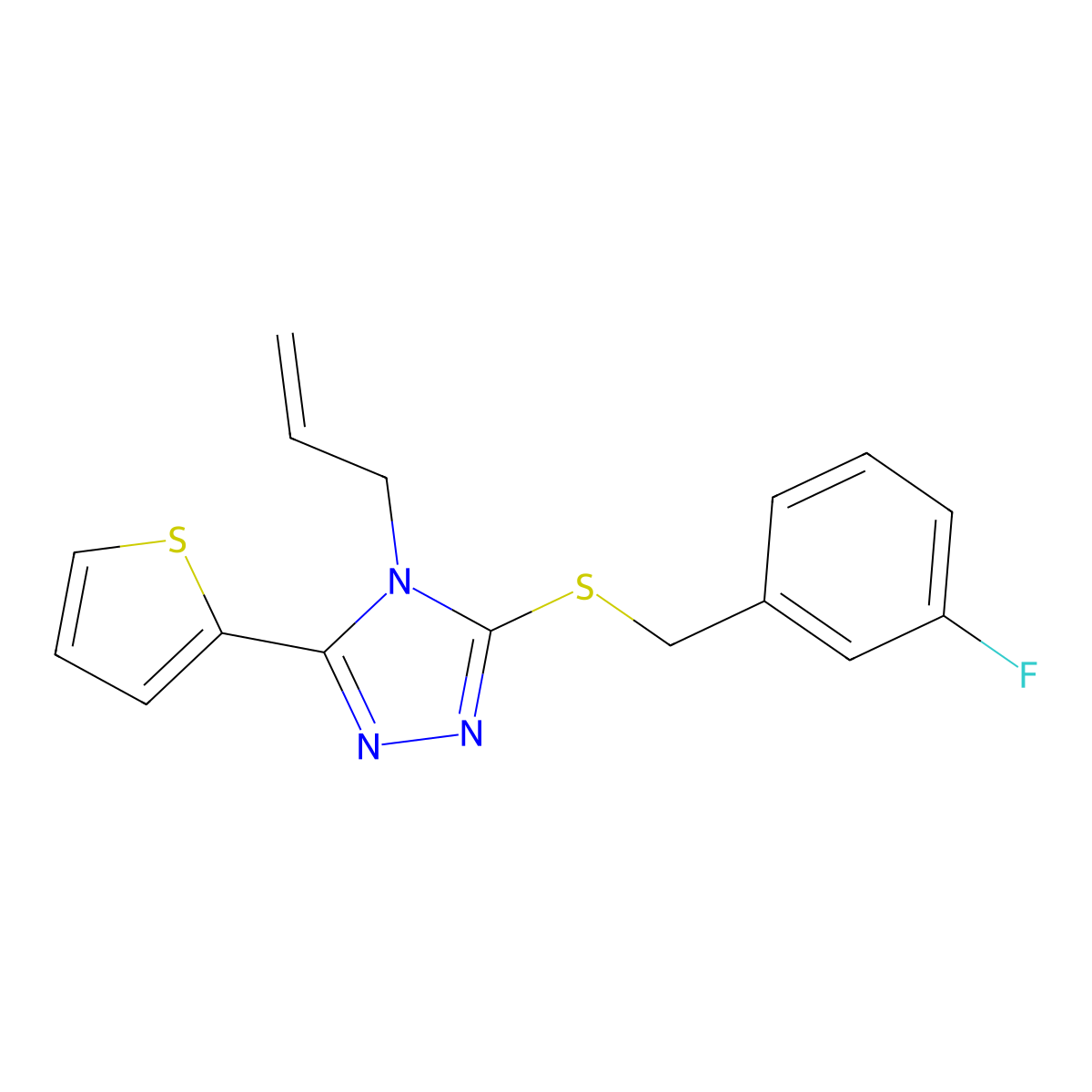 4-Allyl-3-((3-fluorobenzyl)thio)-5-(2-thienyl)-4H-1,2,4-triazole molecular structure, CAS 618879-81-5