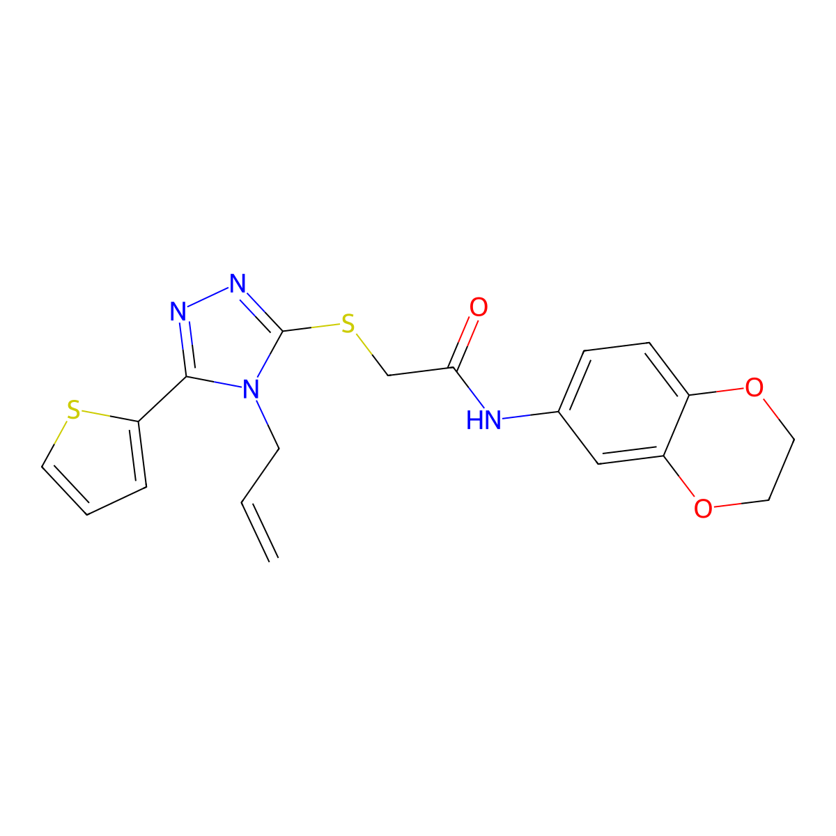 2-{[4-Allyl-5-(2-thienyl)-4H-1,2,4-triazol-3-YL]sulfanyl}-N-(2,3-dihydro-1,4-benzodioxin-6-YL)acetamide molecular structure, CAS 618879-83-7