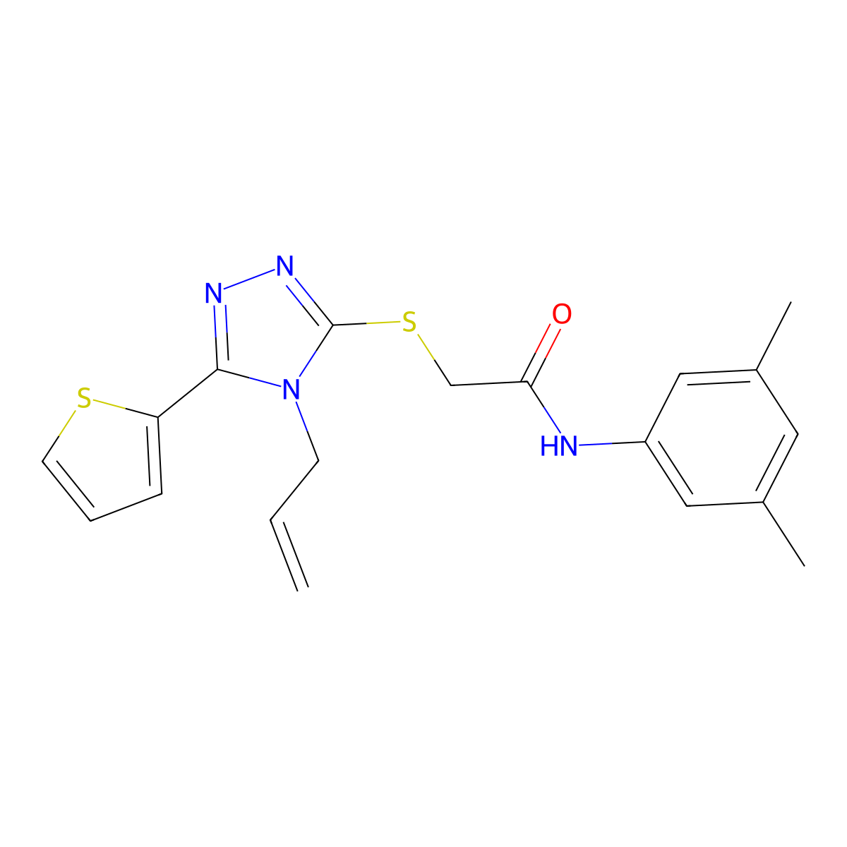 2-((4-Allyl-5-(2-thienyl)-4H-1,2,4-triazol-3-YL)sulfanyl)-N-(3,5-dimethylphenyl)acetamide molecular structure, CAS 618879-86-0