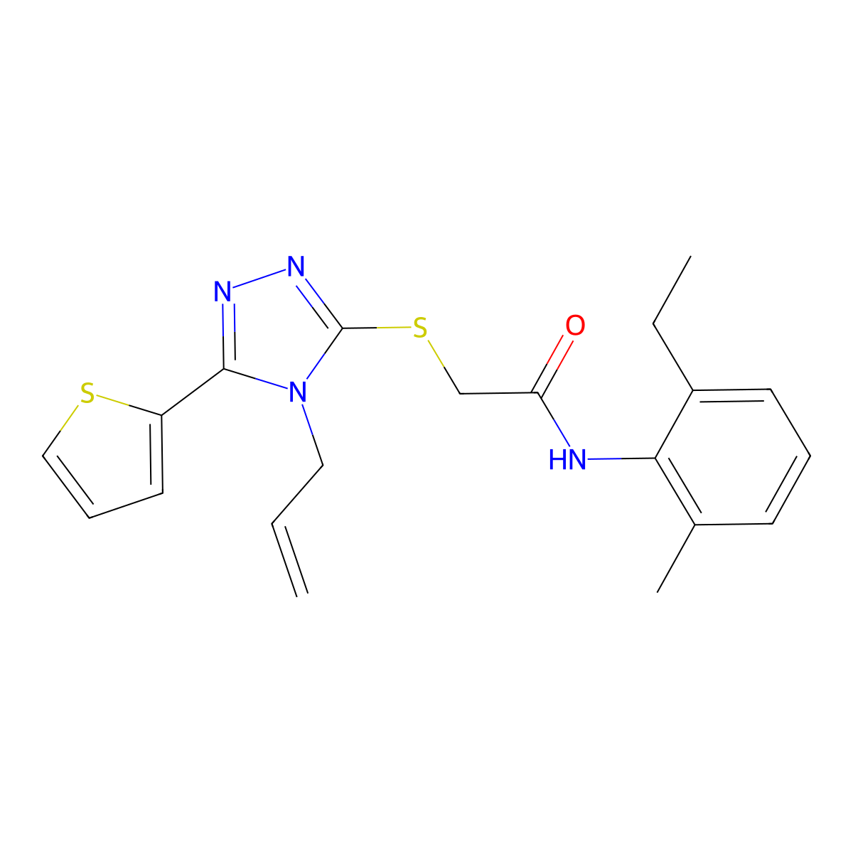 2-((4-Allyl-5-(2-thienyl)-4H-1,2,4-triazol-3-YL)sulfanyl)-N-(2-ethyl-6-methylphenyl)acetamide molecular structure, CAS 618879-87-1