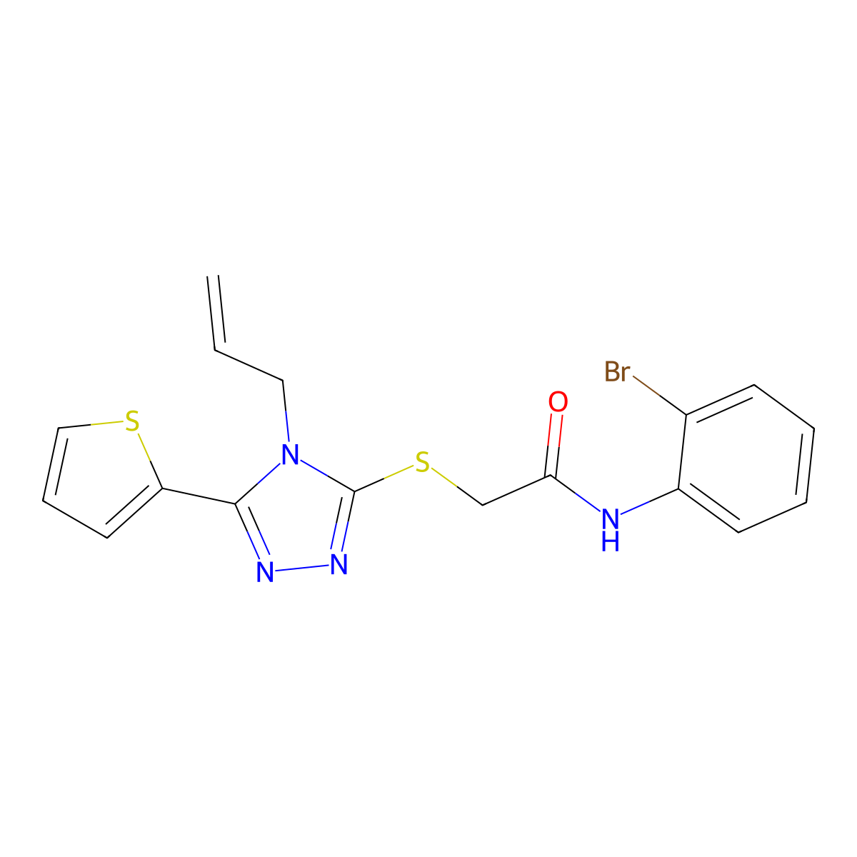 2-((4-Allyl-5-(2-thienyl)-4H-1,2,4-triazol-3-YL)thio)-N-(2-bromophenyl)acetamide molecular structure, CAS 618879-89-3