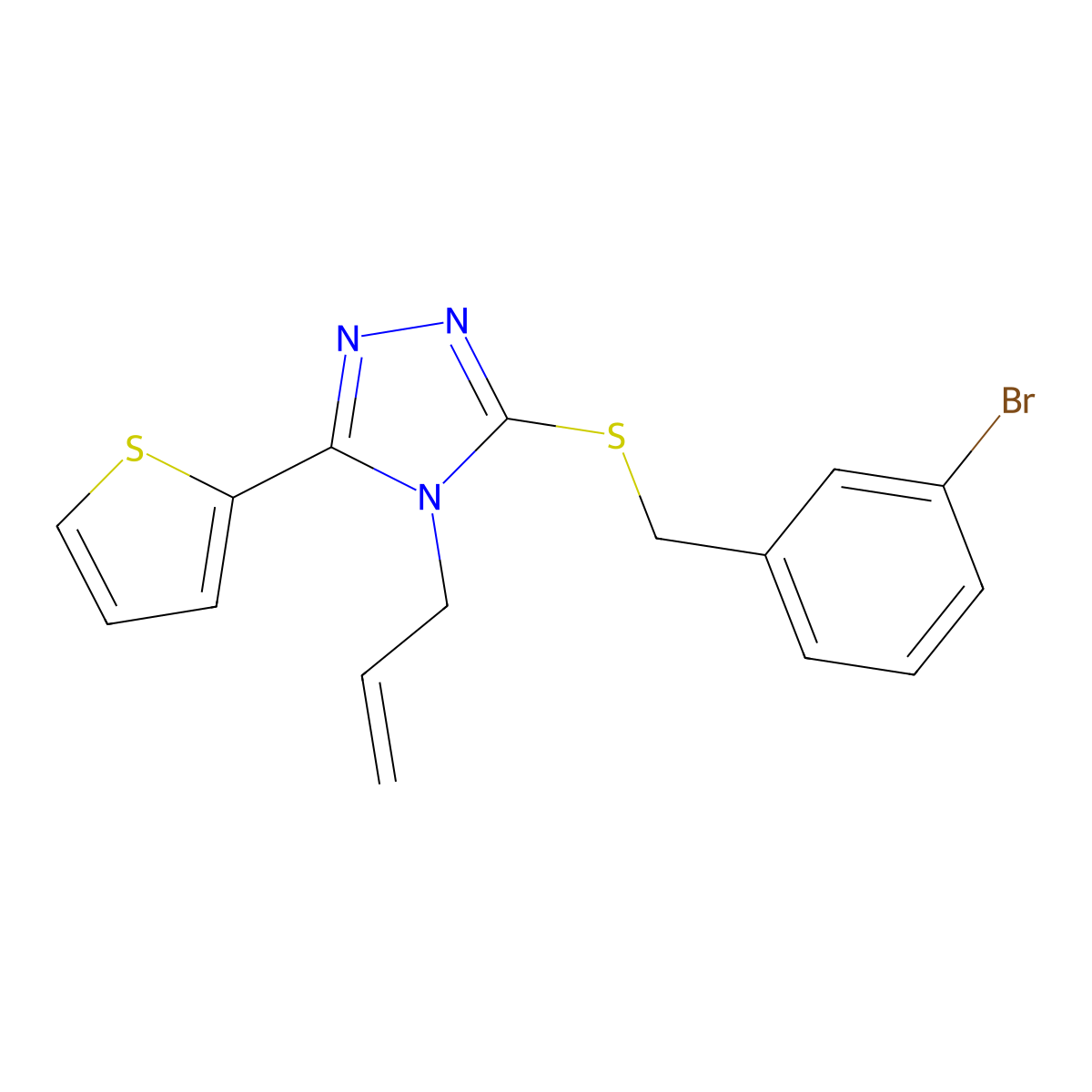 4-Allyl-3-((3-bromobenzyl)thio)-5-(2-thienyl)-4H-1,2,4-triazole molecular structure, CAS 618879-91-7