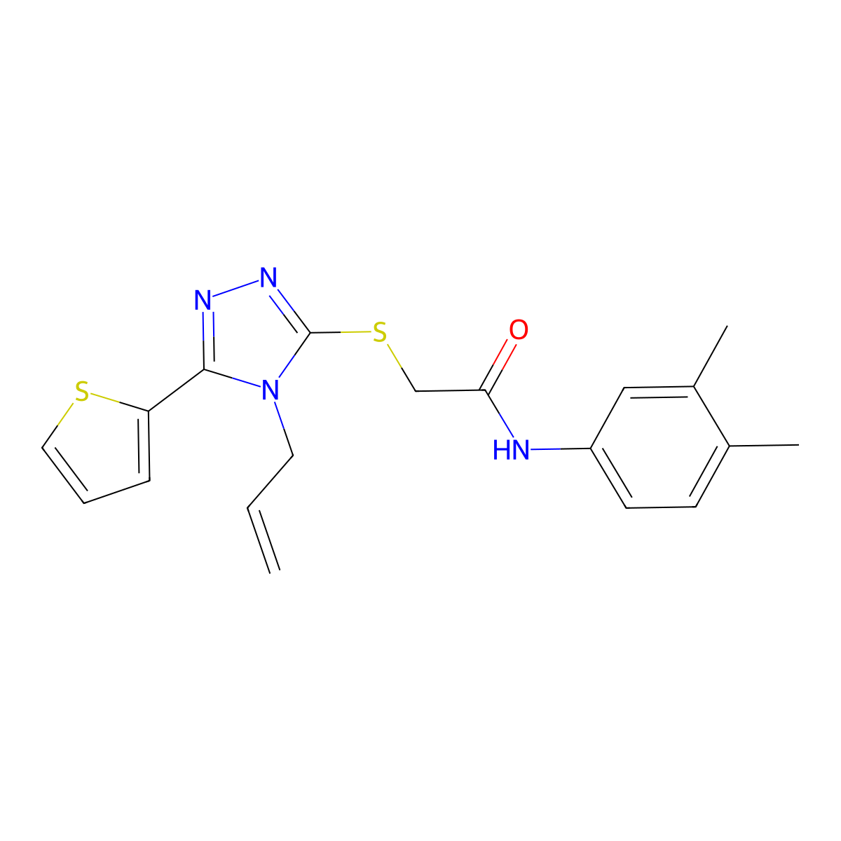 2-{[4-Allyl-5-(2-thienyl)-4H-1,2,4-triazol-3-YL]sulfanyl}-N-(3,4-dimethylphenyl)acetamide molecular structure, CAS 618879-92-8