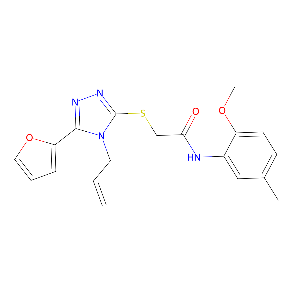 2-((4-Allyl-5-(2-furyl)-4H-1,2,4-triazol-3-YL)sulfanyl)-N-(2-methoxy-5-methylphenyl)acetamide molecular structure, CAS 618879-93-9