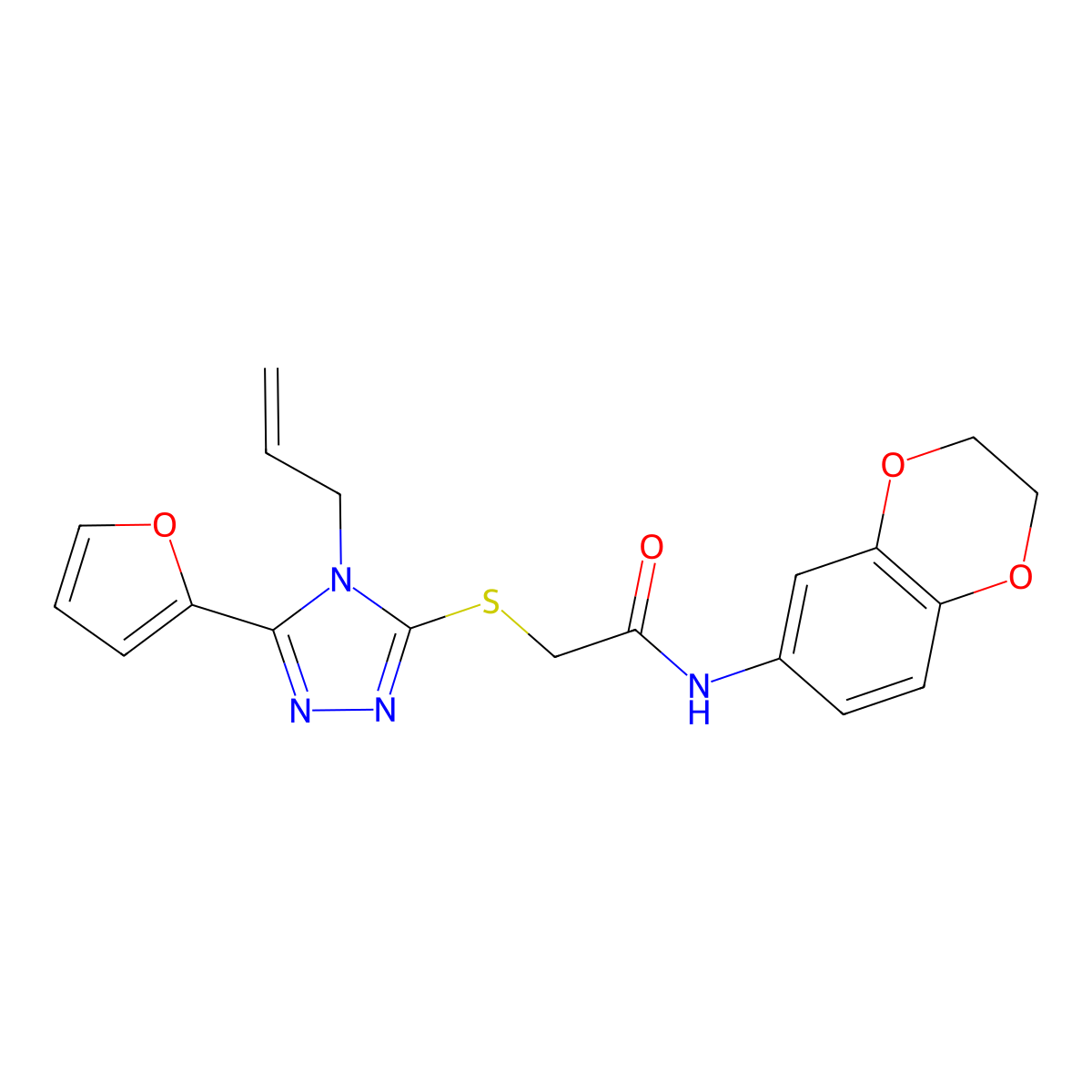2-((4-Allyl-5-(2-furyl)-4H-1,2,4-triazol-3-YL)sulfanyl)-N-(2,3-dihydro-1,4-benzodioxin-6-YL)acetamide molecular structure, CAS 618879-94-0
