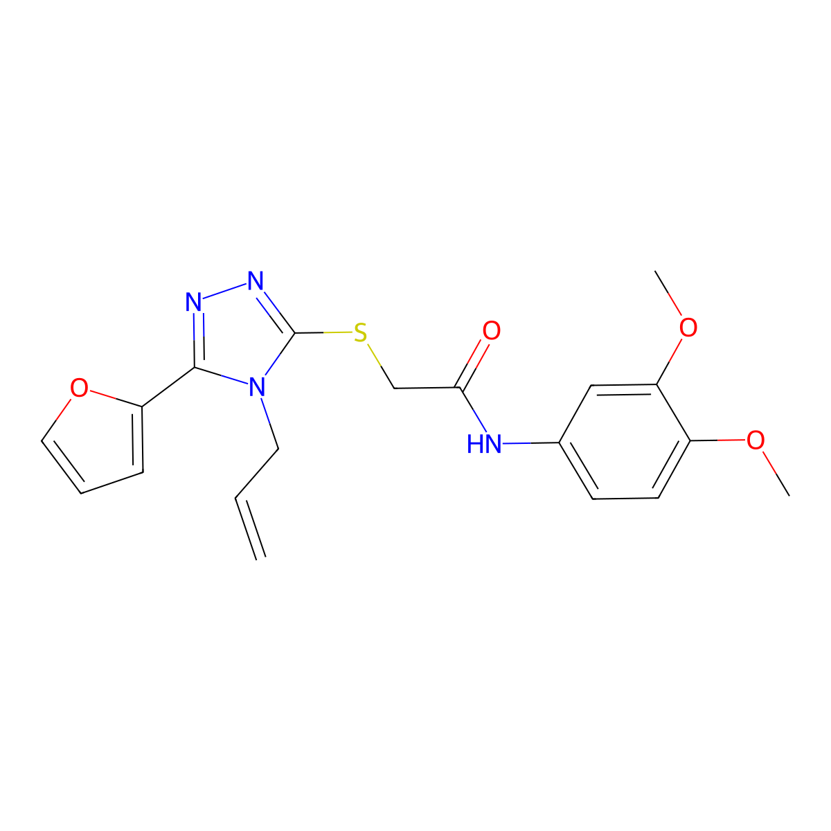 2-((4-Allyl-5-(2-furyl)-4H-1,2,4-triazol-3-YL)sulfanyl)-N-(3,4-dimethoxyphenyl)acetamide molecular structure, CAS 618879-96-2