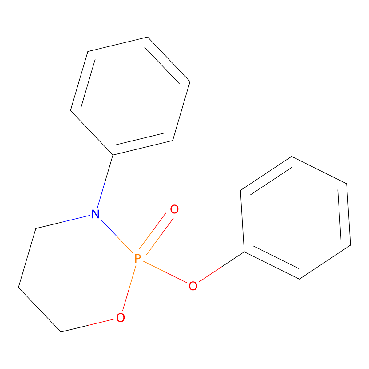 2H-1,3,2-Oxazaphosphorine, tetrahydro-2-phenoxy-3-phenyl-, 2-oxide molecular structure, CAS 61888-12-8
