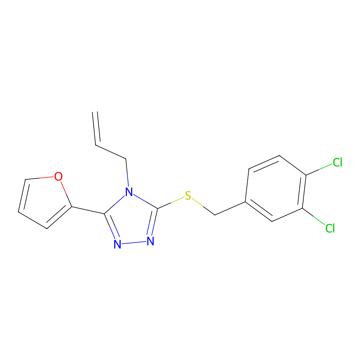 4-Allyl-3-((3,4-dichlorobenzyl)thio)-5-(2-furyl)-4H-1,2,4-triazole molecular structure, CAS 618880-01-6