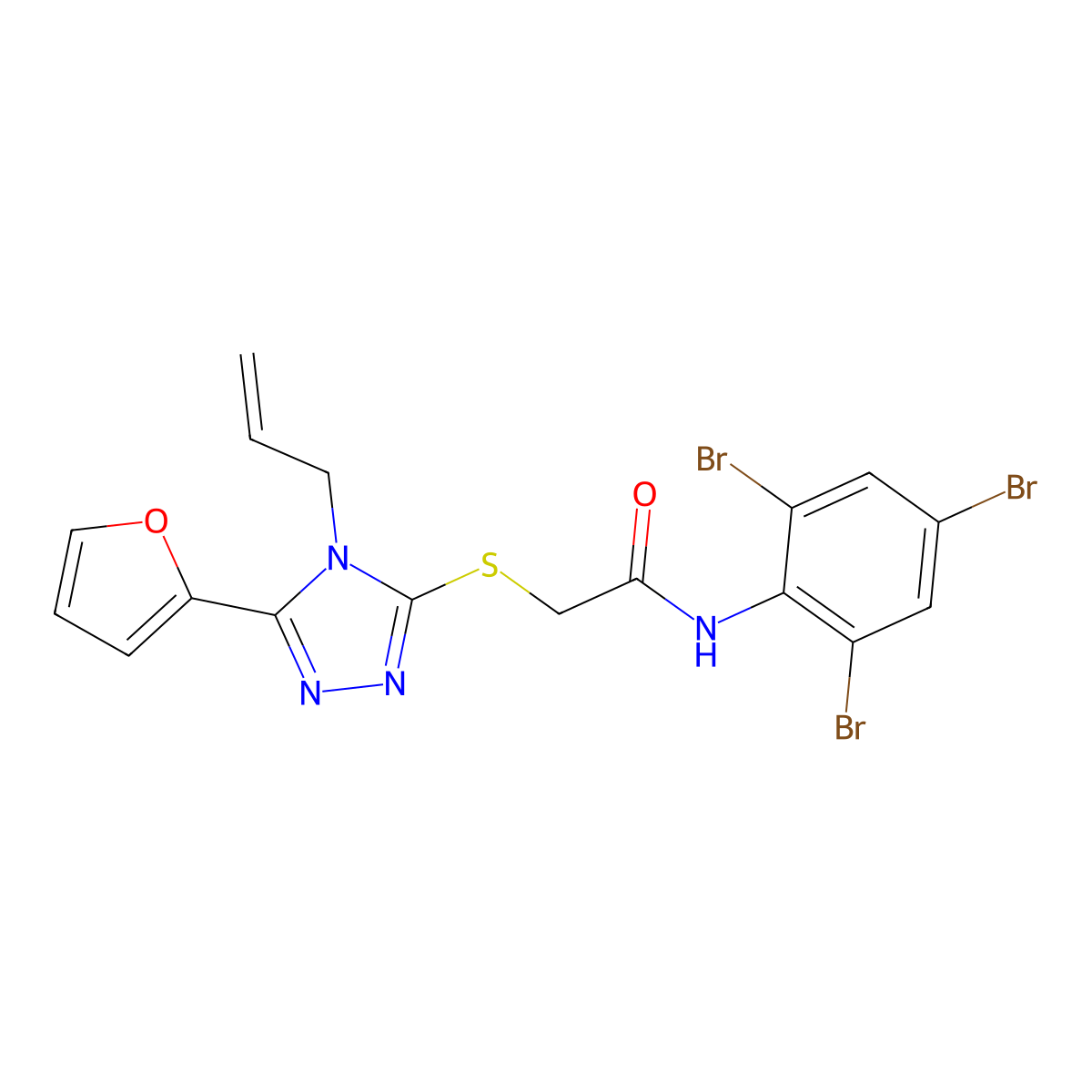 2-{[4-Allyl-5-(2-furyl)-4H-1,2,4-triazol-3-YL]sulfanyl}-N-(2,4,6-tribromophenyl)acetamide molecular structure, CAS 618880-03-8