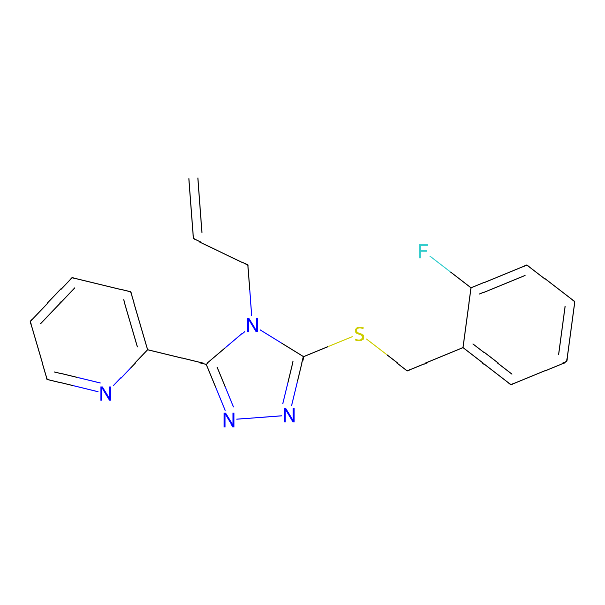 2-(4-Allyl-5-((2-fluorobenzyl)thio)-4H-1,2,4-triazol-3-YL)pyridine molecular structure, CAS 618880-04-9