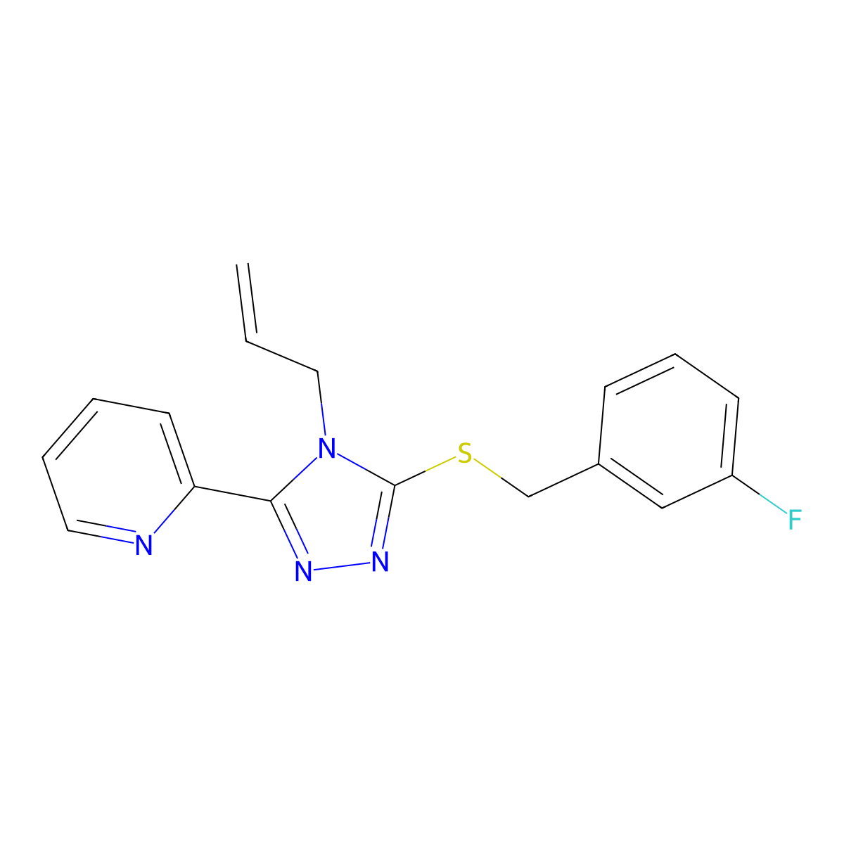 2-(4-Allyl-5-((3-fluorobenzyl)thio)-4H-1,2,4-triazol-3-YL)pyridine molecular structure, CAS 618880-09-4