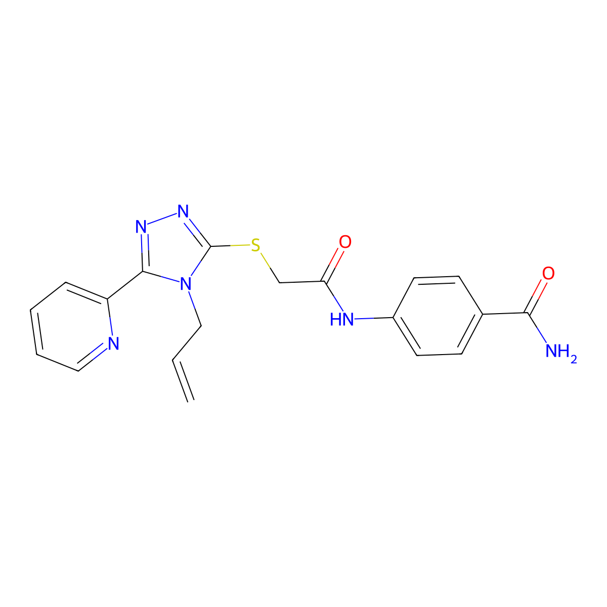 4-((((4-Allyl-5-(2-pyridinyl)-4H-1,2,4-triazol-3-YL)thio)acetyl)amino)benzamide molecular structure, CAS 618880-17-4
