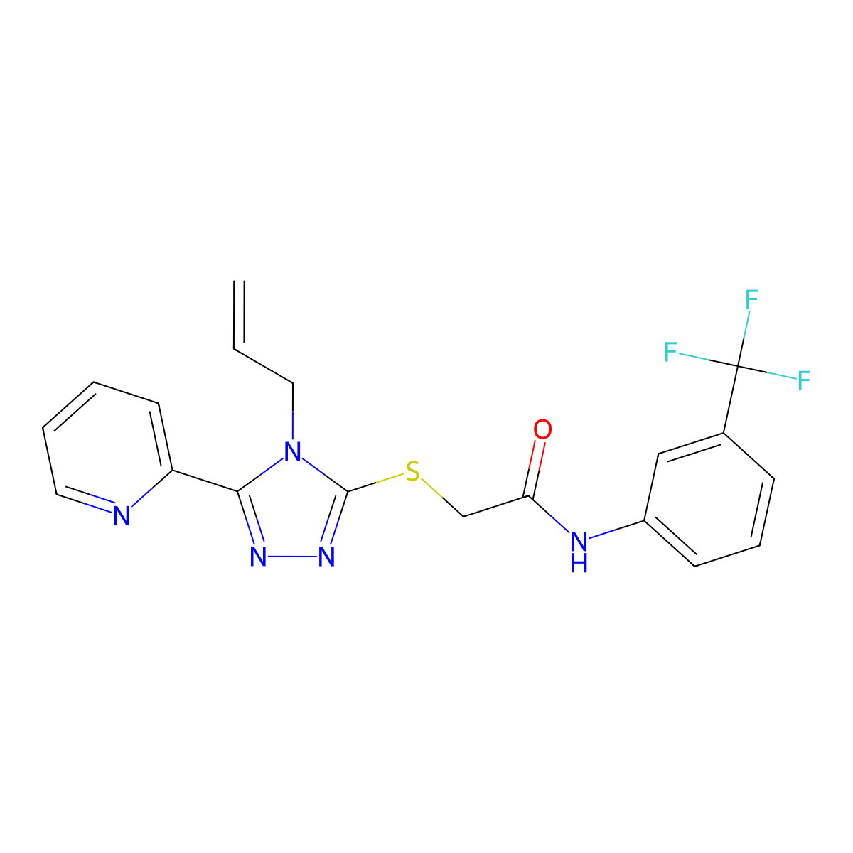 2-((4-Allyl-5-(2-pyridinyl)-4H-1,2,4-triazol-3-YL)sulfanyl)-N-(3-(trifluoromethyl)phenyl)acetamide molecular structure, CAS 618880-22-1