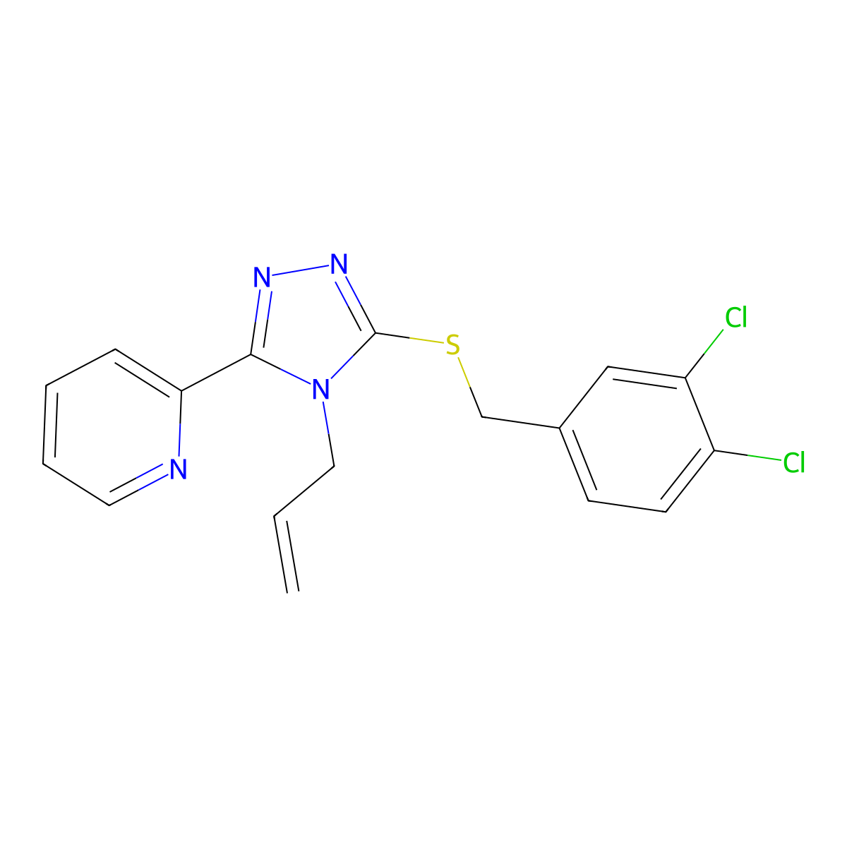 2-(4-Allyl-5-((3,4-dichlorobenzyl)thio)-4H-1,2,4-triazol-3-YL)pyridine molecular structure, CAS 618880-25-4