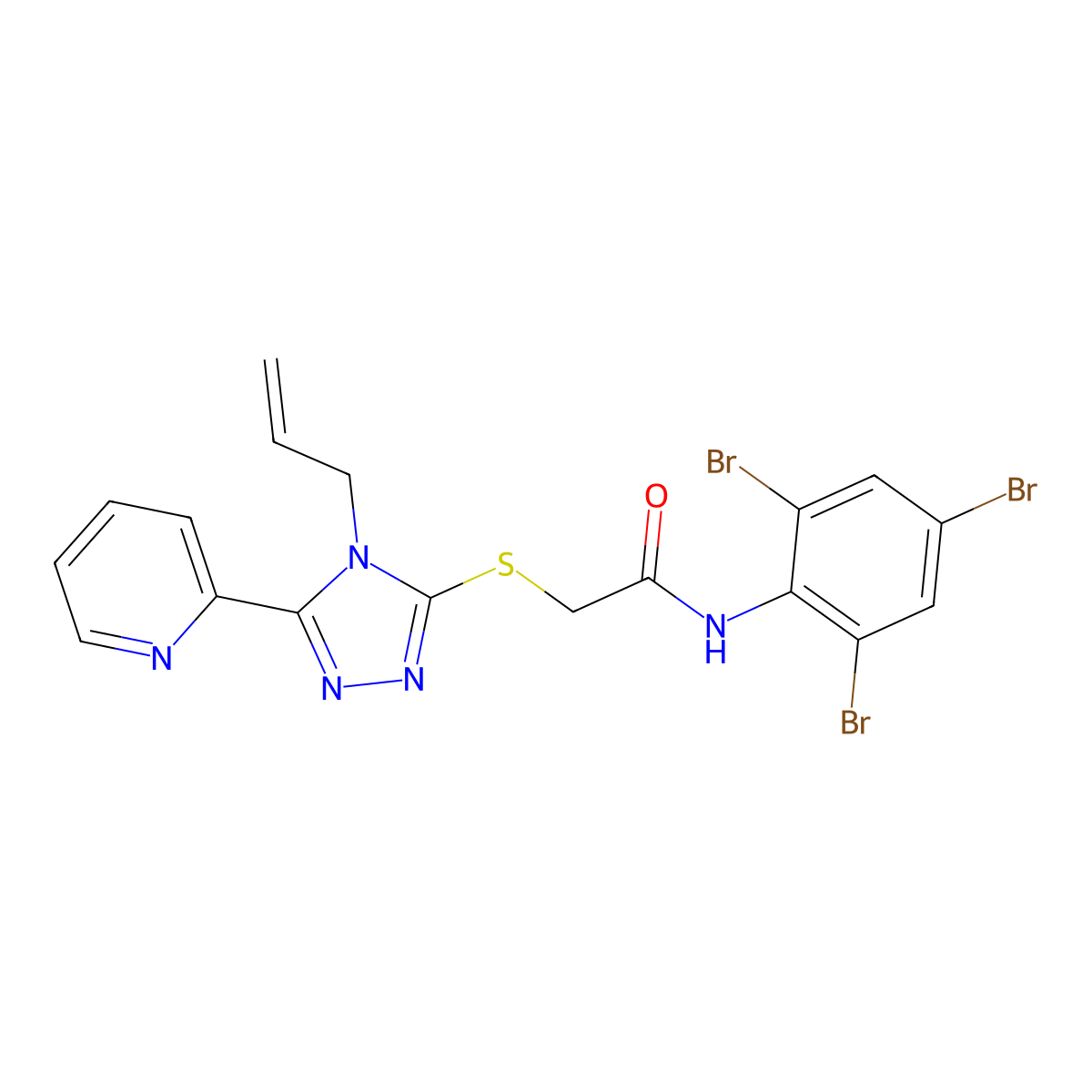 2-{[4-Allyl-5-(2-pyridinyl)-4H-1,2,4-triazol-3-YL]sulfanyl}-N-(2,4,6-tribromophenyl)acetamide molecular structure, CAS 618880-30-1