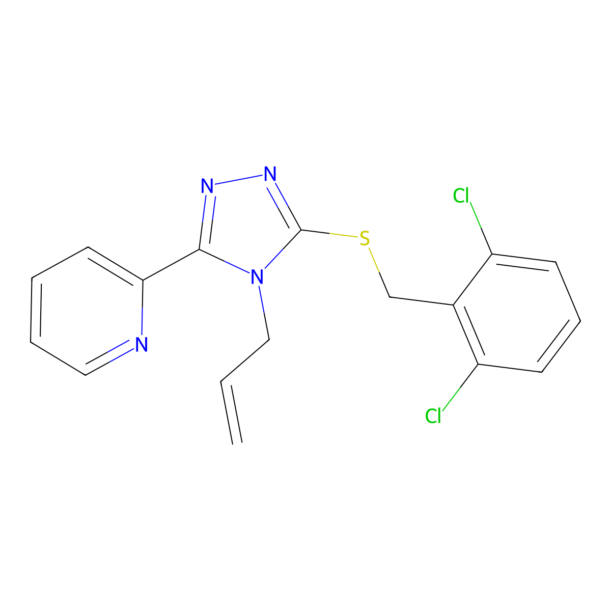 2-(4-Allyl-5-((2,6-dichlorobenzyl)thio)-4H-1,2,4-triazol-3-YL)pyridine molecular structure, CAS 618880-31-2
