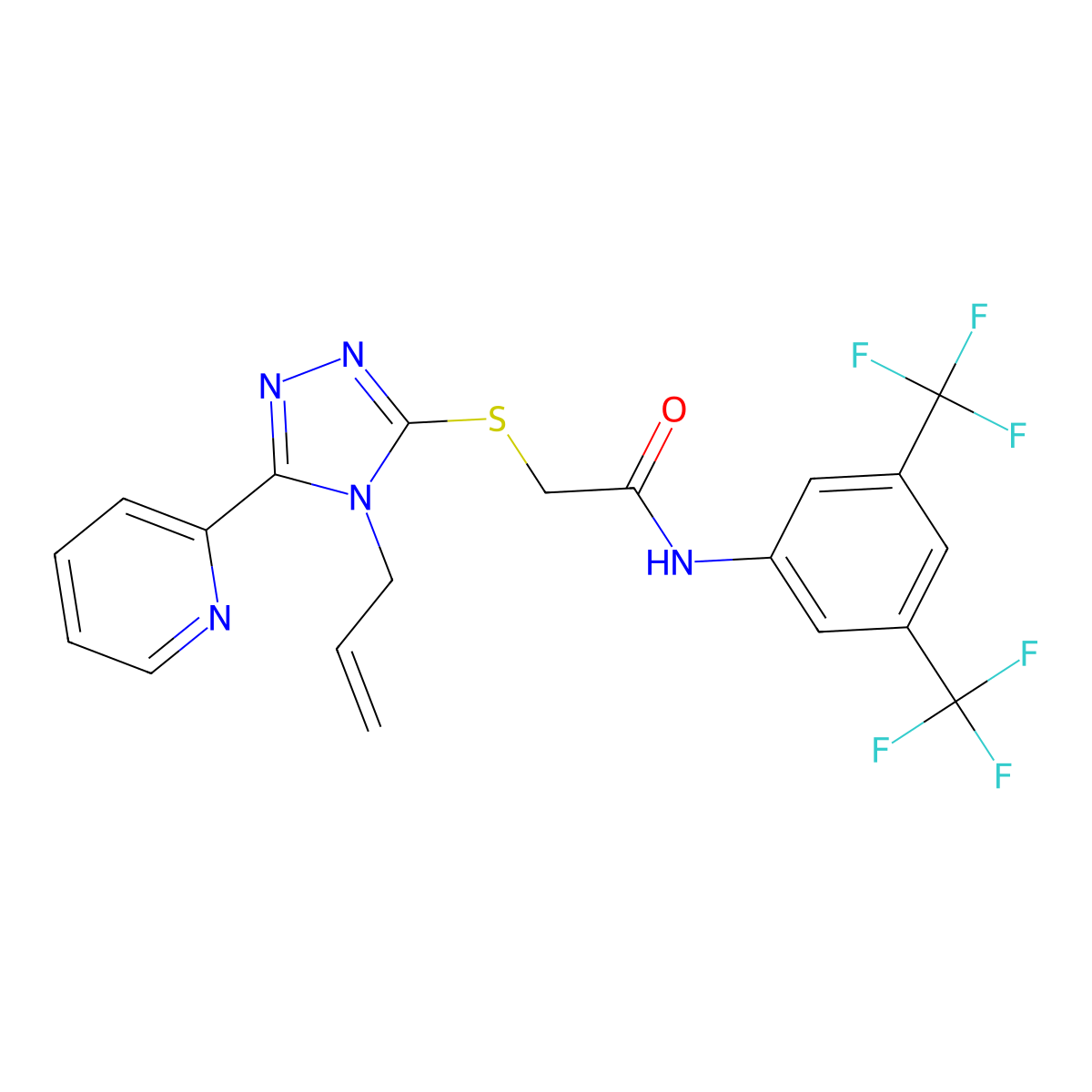 2-((4-Allyl-5-(2-pyridinyl)-4H-1,2,4-triazol-3-YL)sulfanyl)-N-(3,5-bis(trifluoromethyl)phenyl)acetamide molecular structure, CAS 618880-32-3