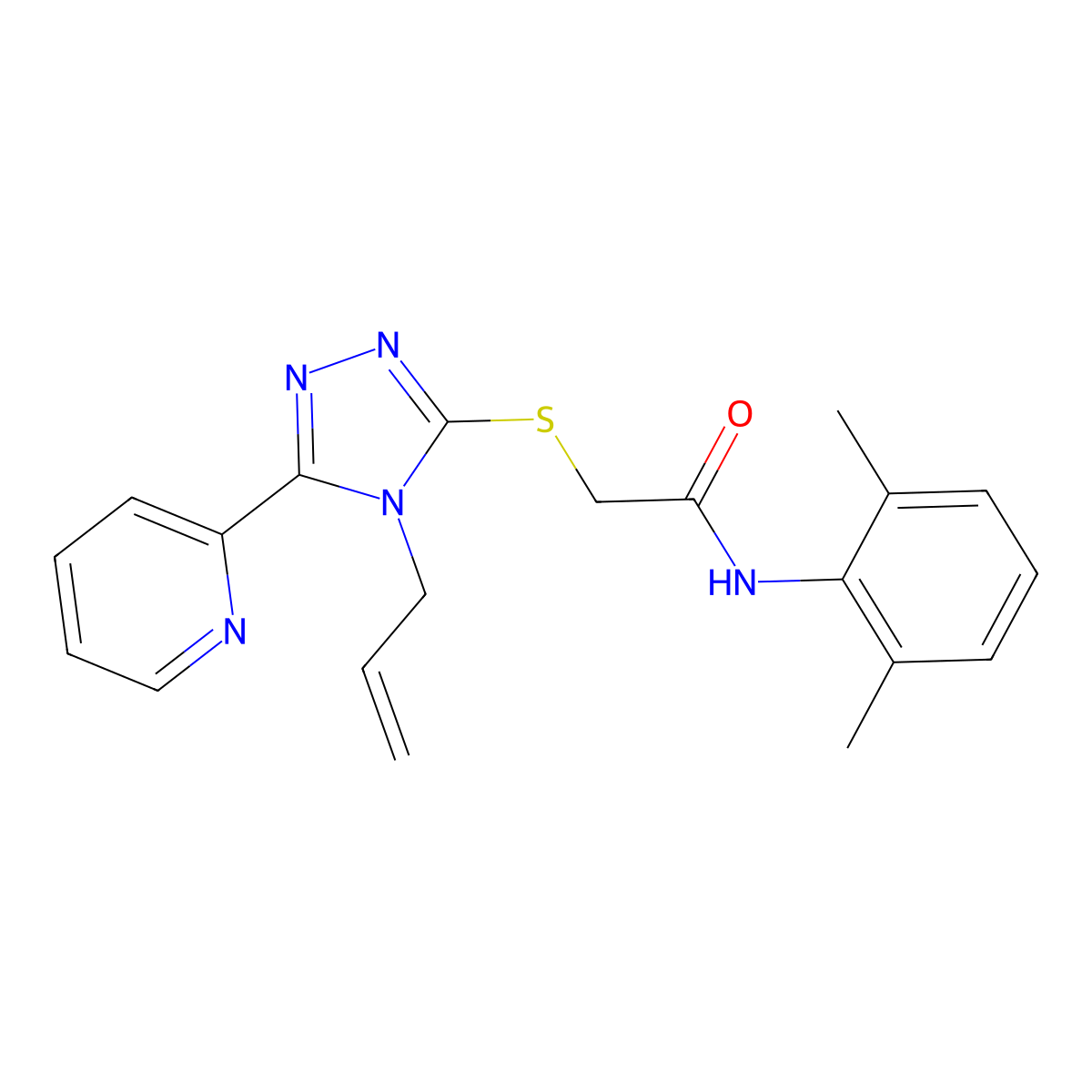 2-((4-Allyl-5-(2-pyridinyl)-4H-1,2,4-triazol-3-YL)sulfanyl)-N-(2,6-dimethylphenyl)acetamide molecular structure, CAS 618880-37-8