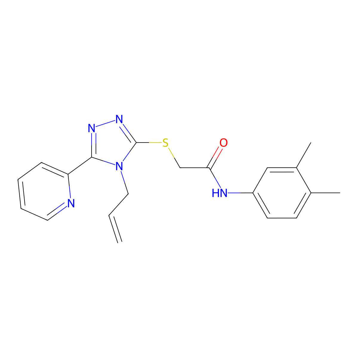2-{[4-Allyl-5-(2-pyridinyl)-4H-1,2,4-triazol-3-YL]sulfanyl}-N-(3,4-dimethylphenyl)acetamide molecular structure, CAS 618880-38-9