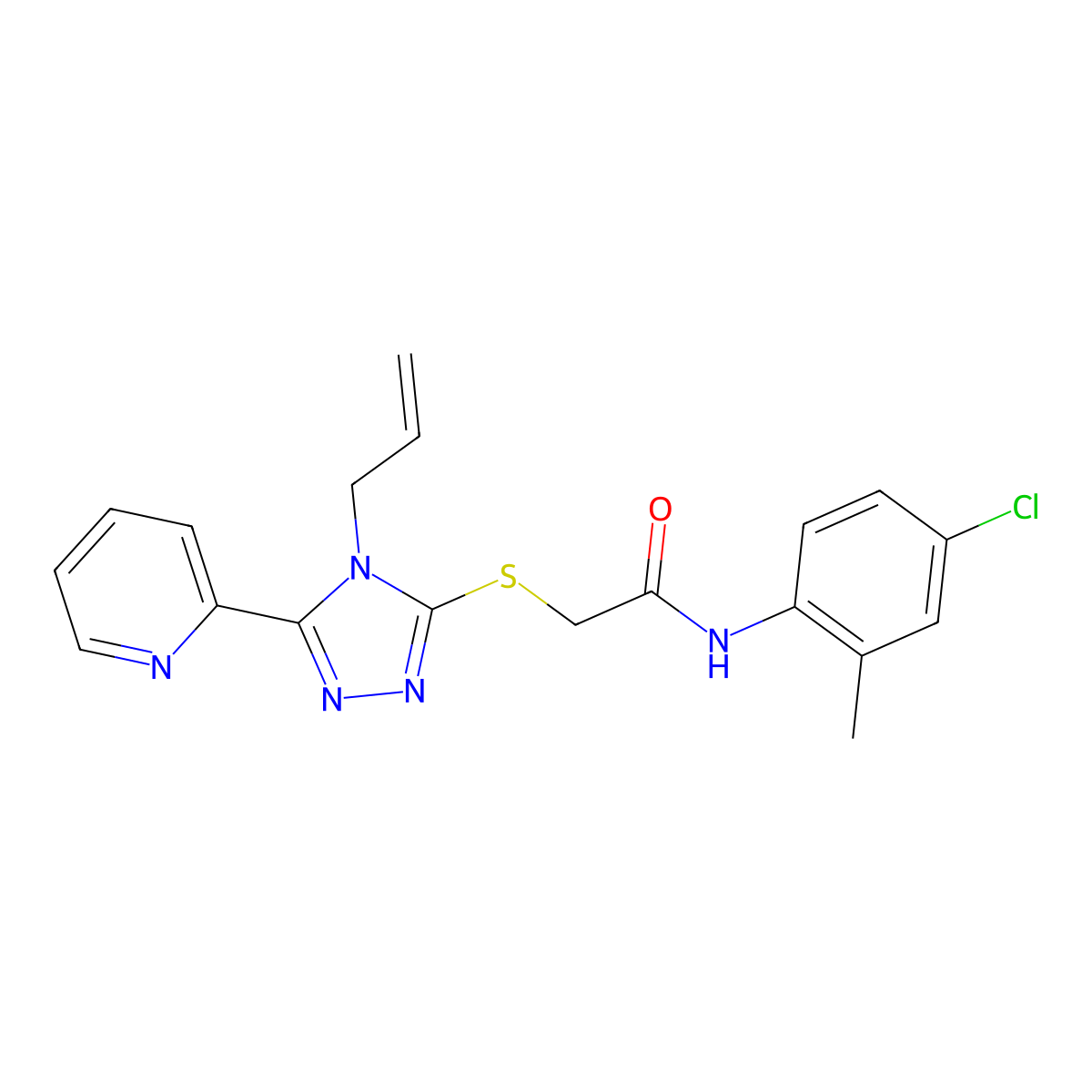 2-((4-Allyl-5-(2-pyridinyl)-4H-1,2,4-triazol-3-YL)sulfanyl)-N-(4-chloro-2-methylphenyl)acetamide molecular structure, CAS 618880-39-0