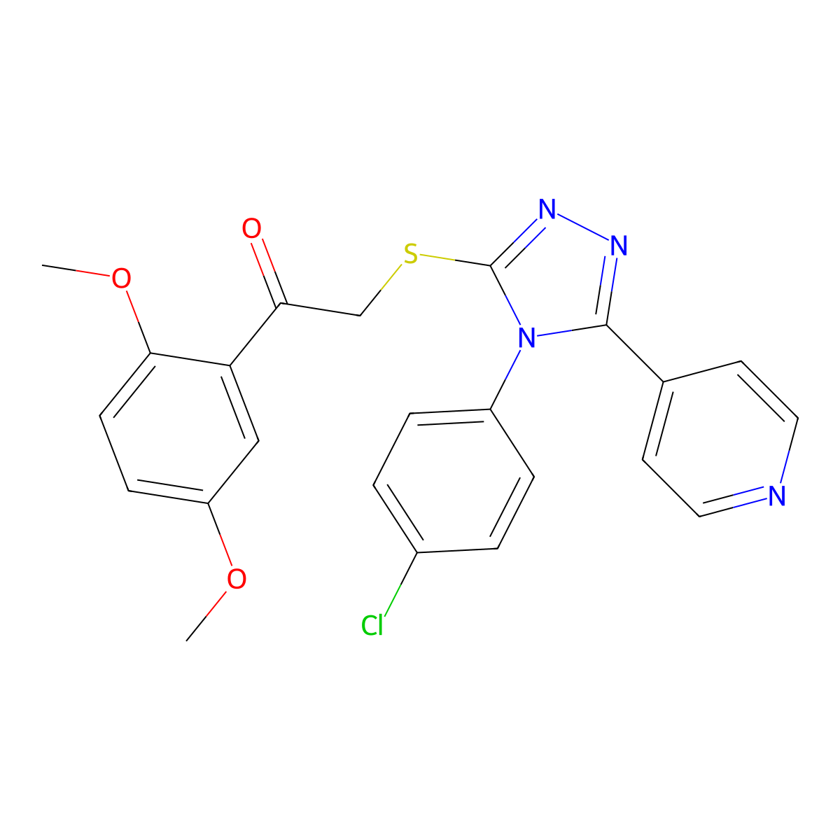 2-{[4-(4-Chlorophenyl)-5-(4-pyridinyl)-4H-1,2,4-triazol-3-YL]sulfanyl}-1-(2,5-dimethoxyphenyl)ethanone molecular structure, CAS 618880-40-3