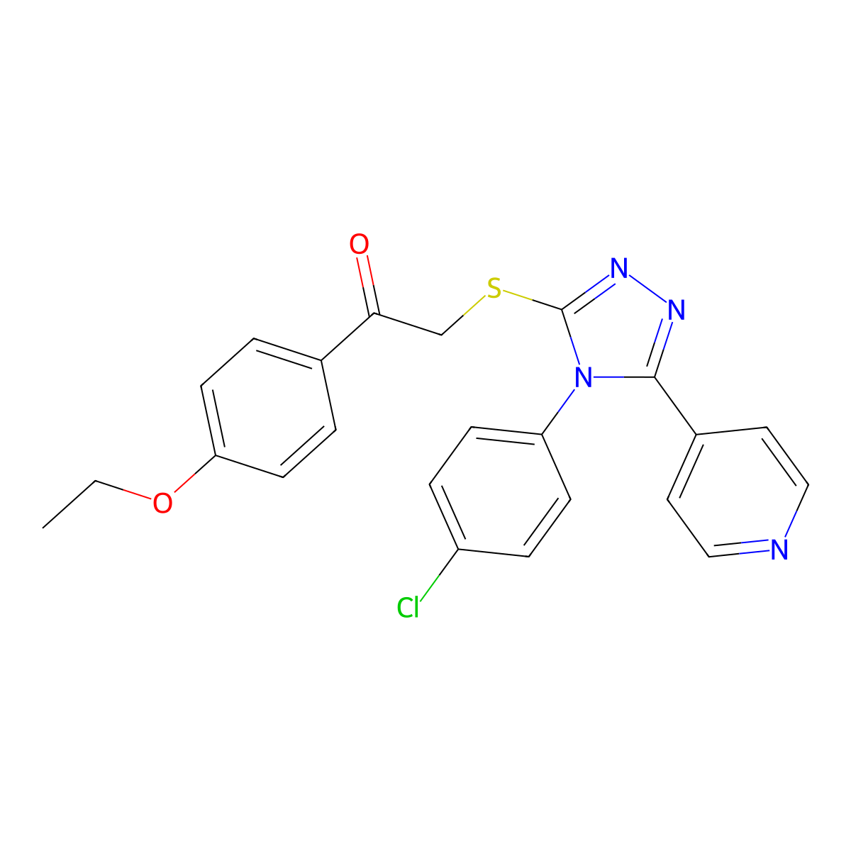 2-{[4-(4-Chlorophenyl)-5-(4-pyridinyl)-4H-1,2,4-triazol-3-YL]sulfanyl}-1-(4-ethoxyphenyl)ethanone molecular structure, CAS 618880-41-4