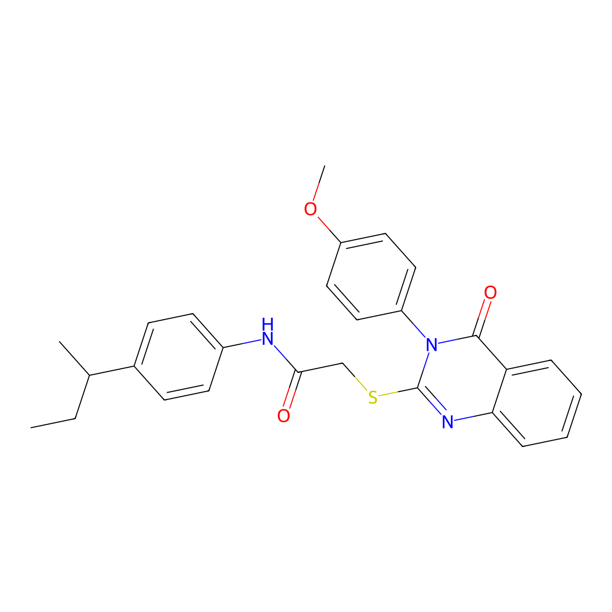 N-(4-Sec-butylphenyl)-2-{[3-(4-methoxyphenyl)-4-oxo-3,4-dihydro-2-quinazolinyl]sulfanyl}acetamide molecular structure, CAS 618880-47-0