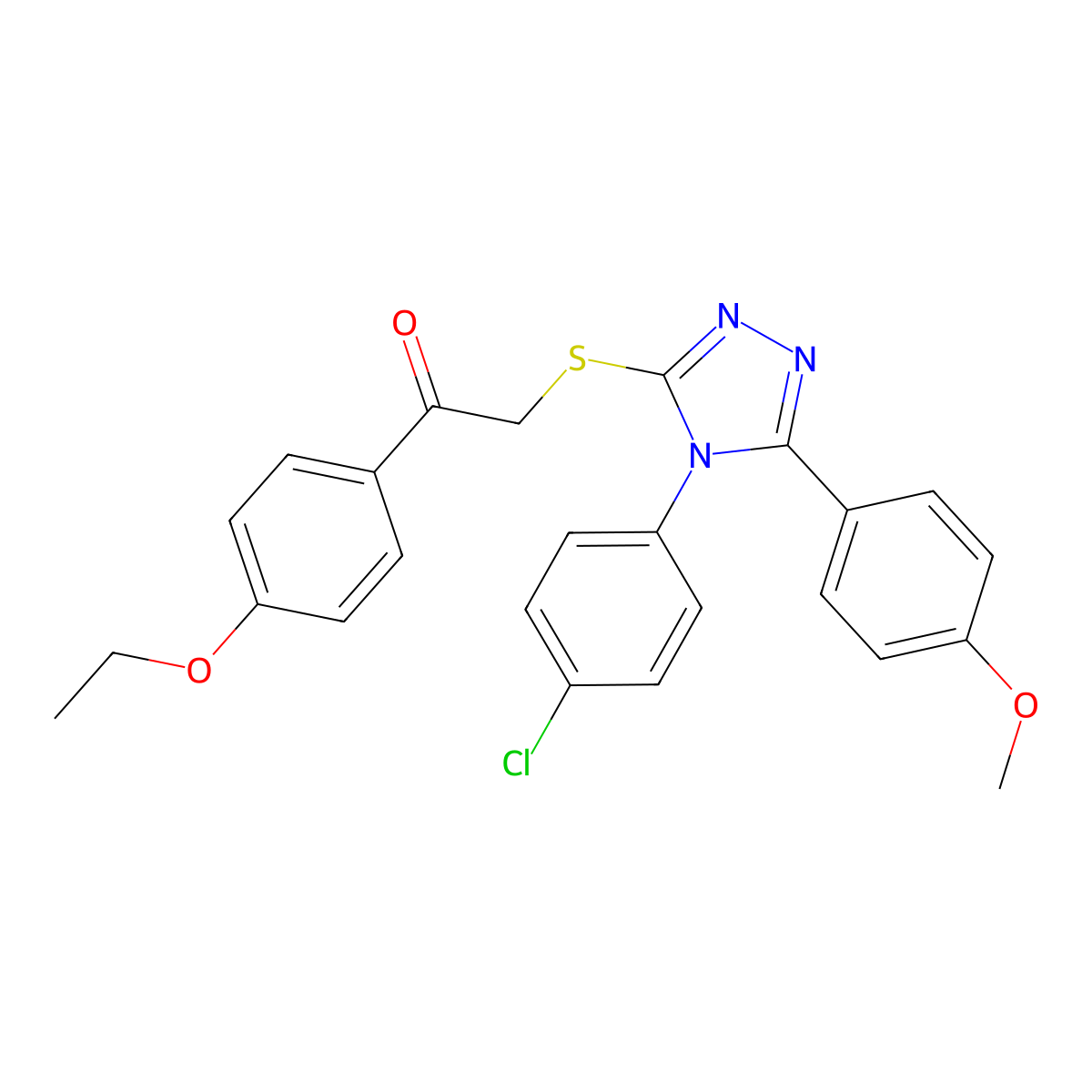2-((4-(4-Chlorophenyl)-5-(4-methoxyphenyl)-4H-1,2,4-triazol-3-YL)sulfanyl)-1-(4-ethoxyphenyl)ethanone molecular structure, CAS 618880-61-8