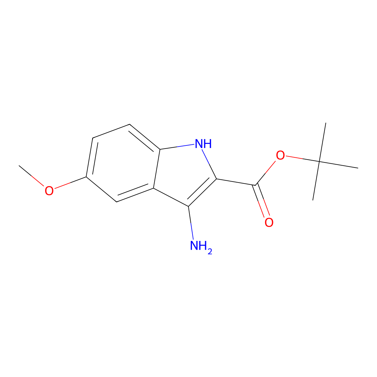 3-Amino-5-methoxy-1H-indole-2-carboxylic acid tert-butyl ester molecular structure, CAS 618888-20-3