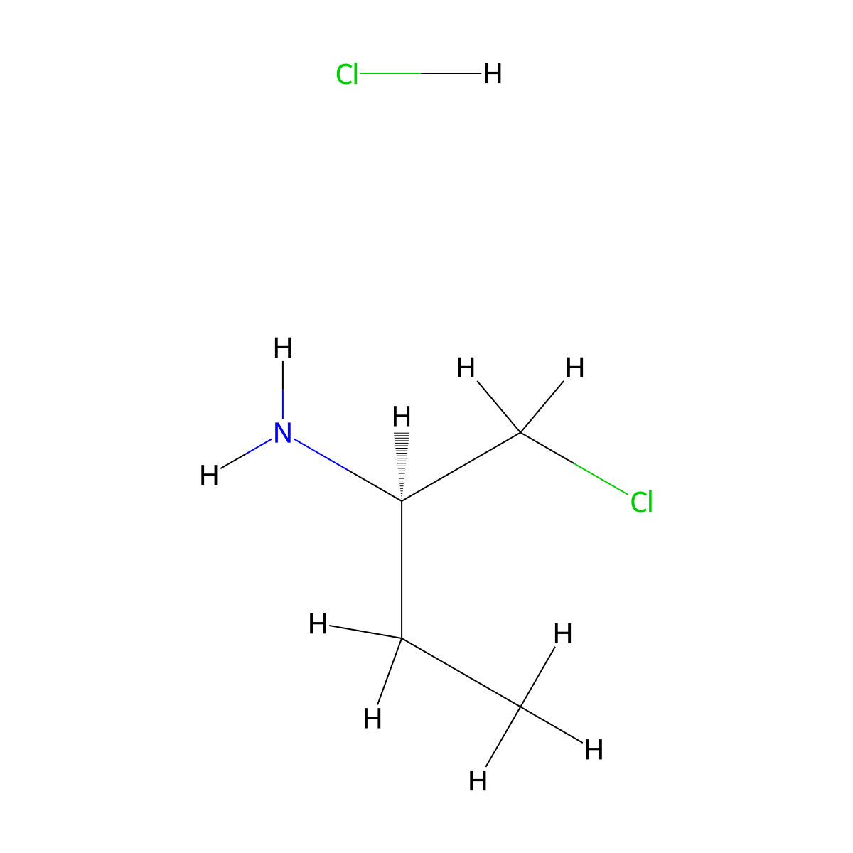 (2R)-1-chlorobutan-2-amine hydrochloride molecular structure, CAS 6189-21-5