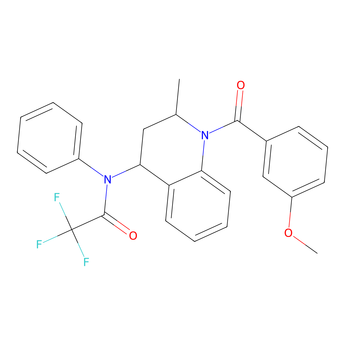 2,2,2-Trifluoro-N-[1-(3-methoxybenzoyl)-2-methyl-1,2,3,4-tetrahydroquinolin-4-yl]-N-phenylacetamide molecular structure, CAS 6189-43-1