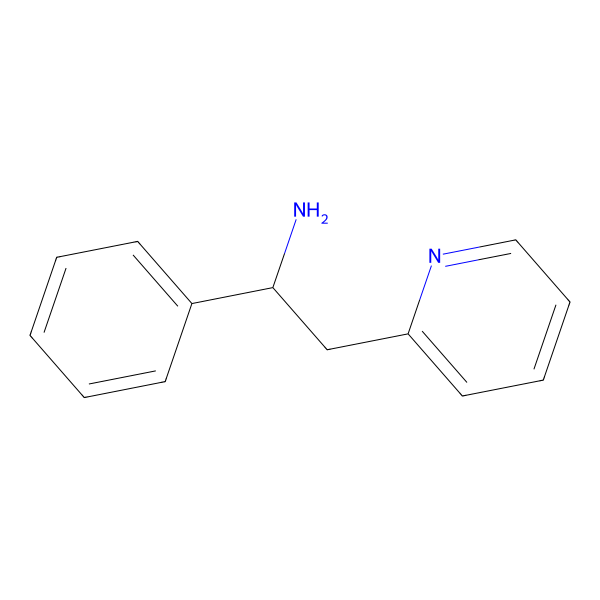 1-Phenyl-2-(pyridin-2-yl)ethanamine molecular structure, CAS 61890-25-3