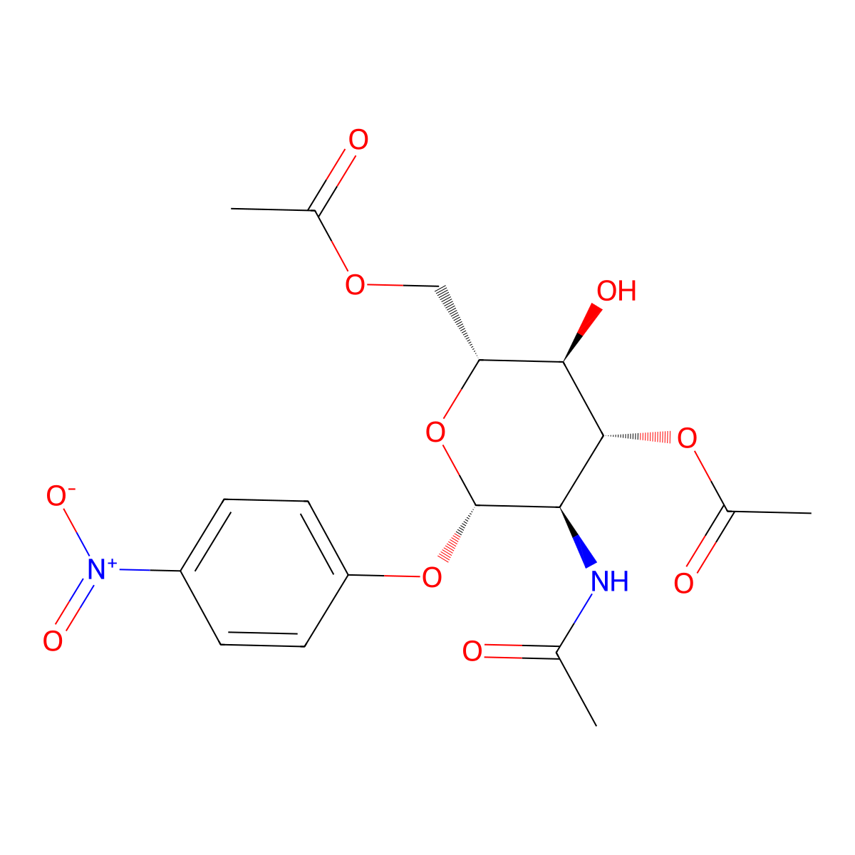 4-Nitrophenyl 2-acetamido-3,6-di-O-acetyl-2-deoxy-b-D-glucopyranoside molecular structure, CAS 61891-87-0
