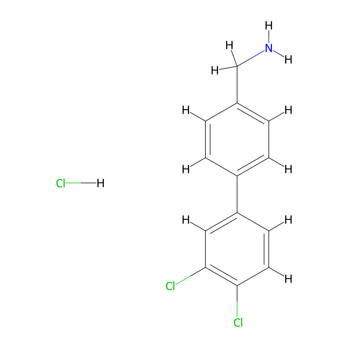 4-(3,4-Dichlorophenyl)benzylamine hydrochloride molecular structure, CAS 618910-51-3